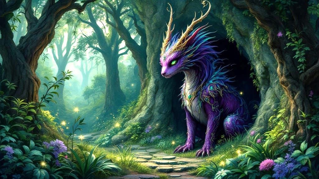 Whimsical Dark Forest Guardian