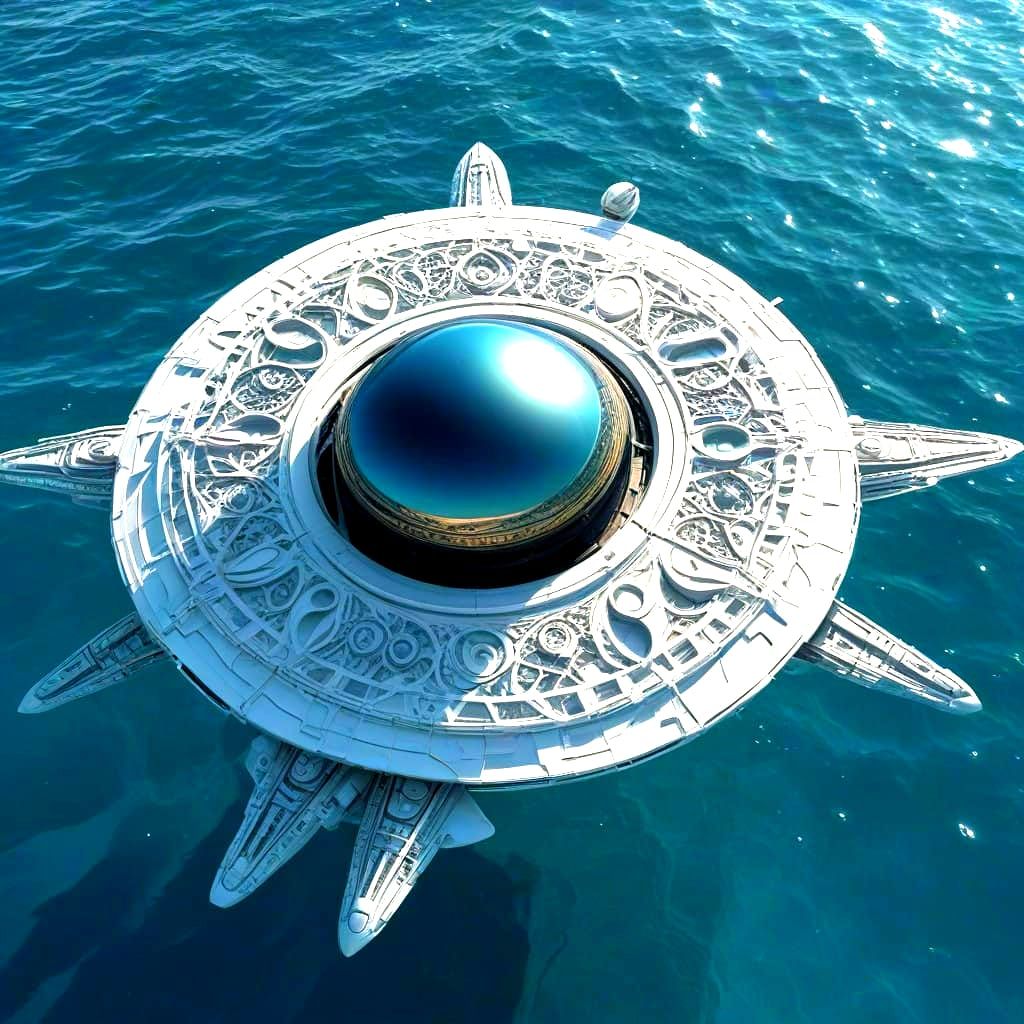 Glimmering Spacecraft Glides Above the Waves