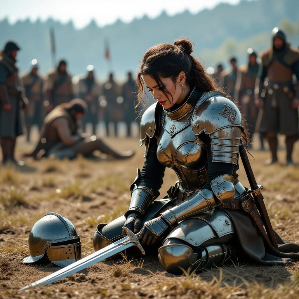 Steampunk Warrior Mourns Fallen Comrade on Cinematic Battlef...