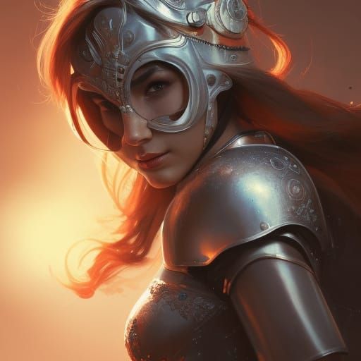 Detailed Portrait of Lady Knight in Armor
