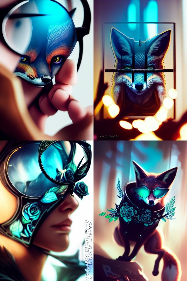 Fox in Hoodie with Roses, Hyper-Realistic Photograph