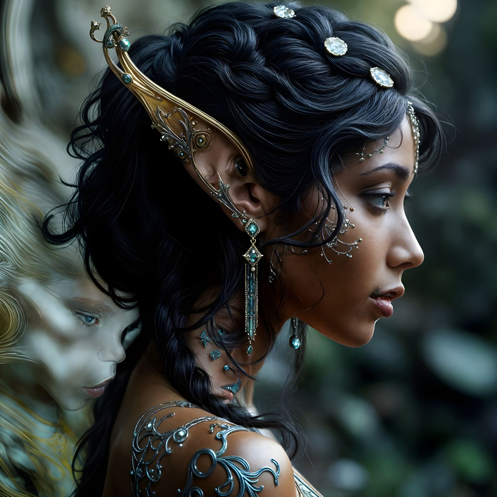 Enchanting Elven Princess Portrait in Surreal Fantasy Style