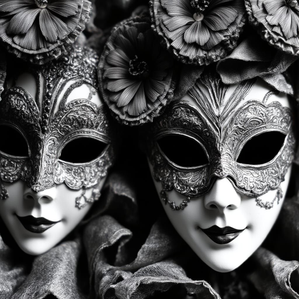 Bohemian Carnival Masks with Flowers and Feathers