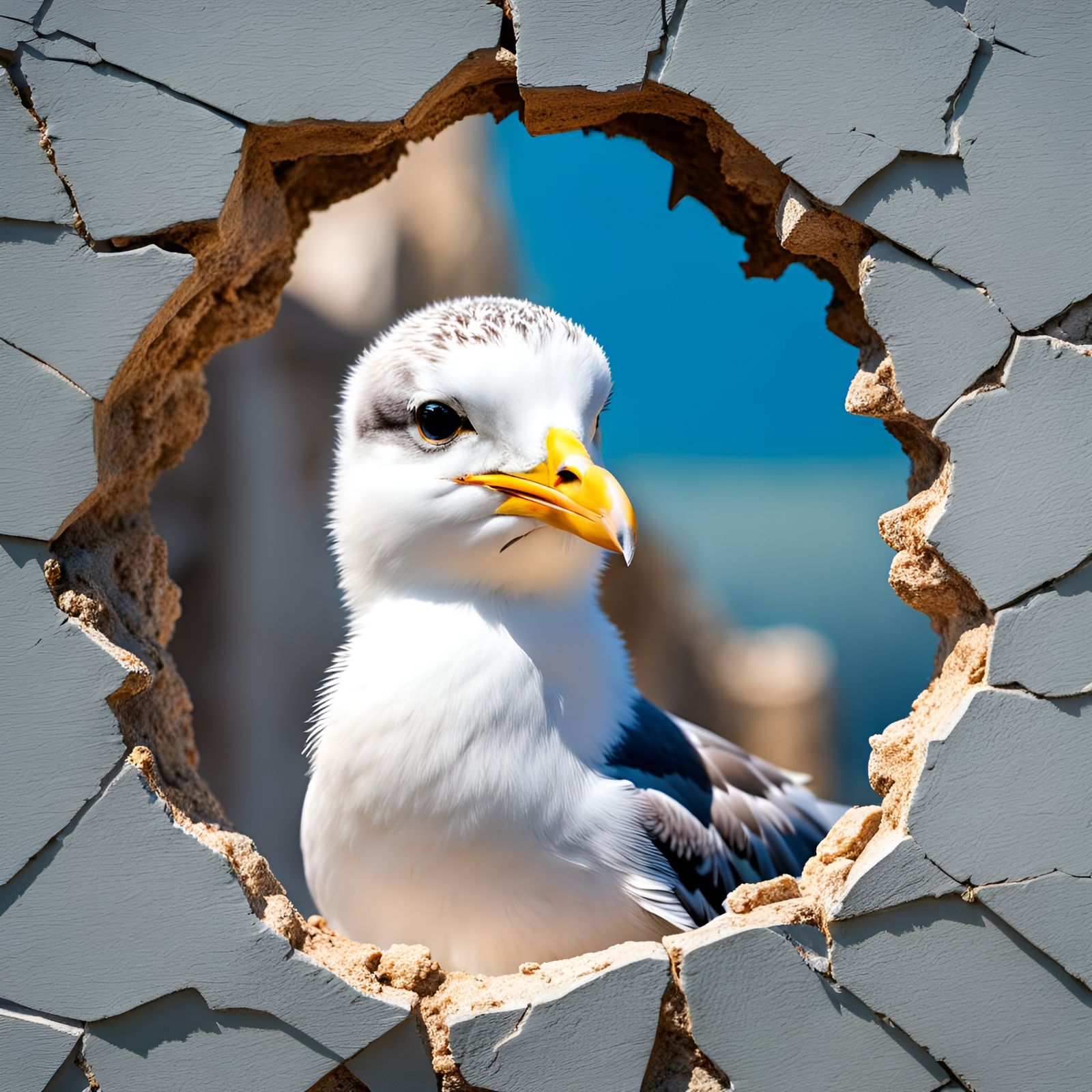 Hyperrealistic Portrait of a Baby Seagull