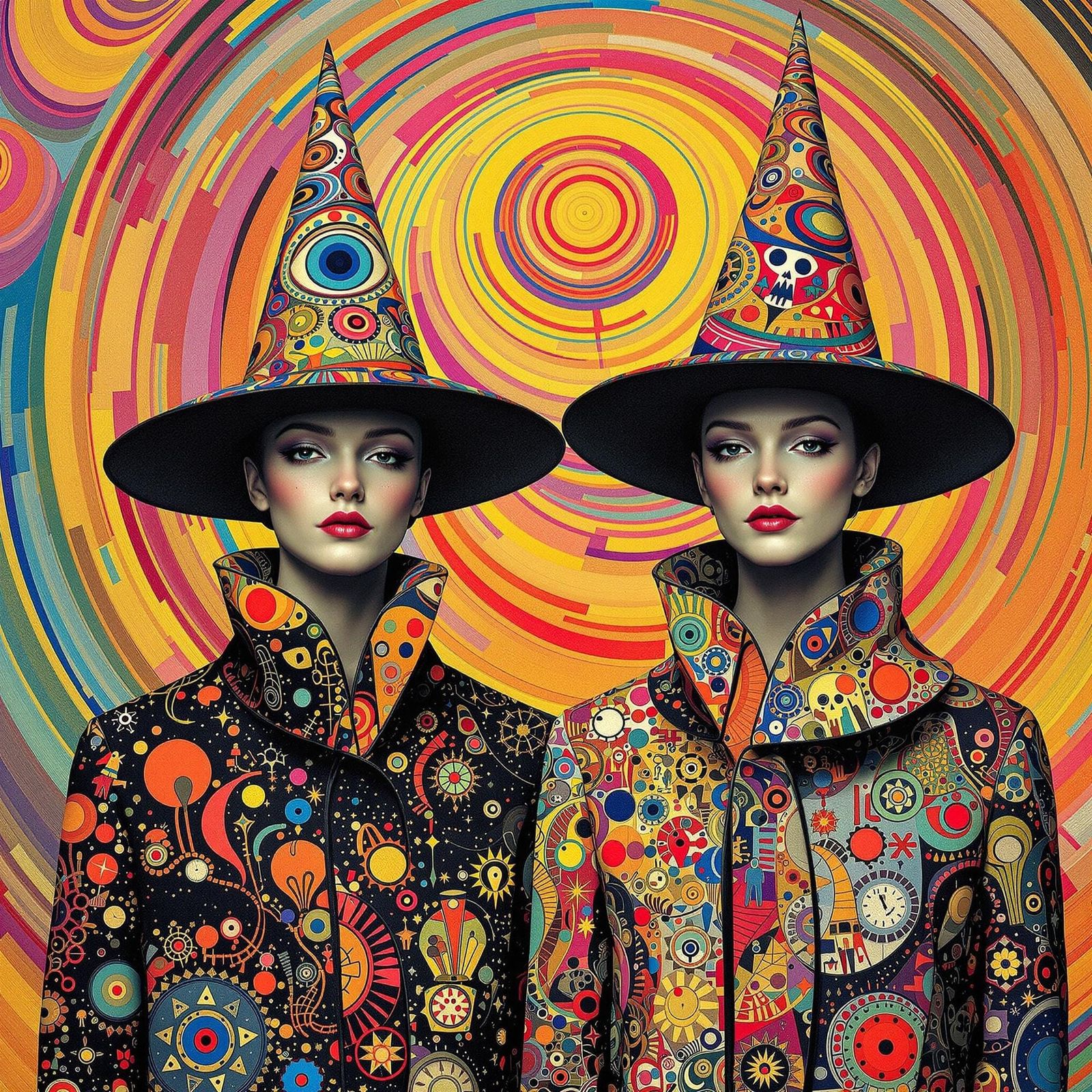 Psychedelic Travelers in a Pop Art Style