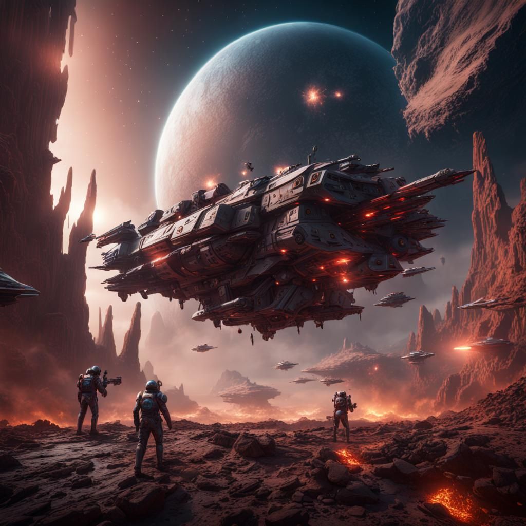 Epic Space War Concept Art in Deep Color