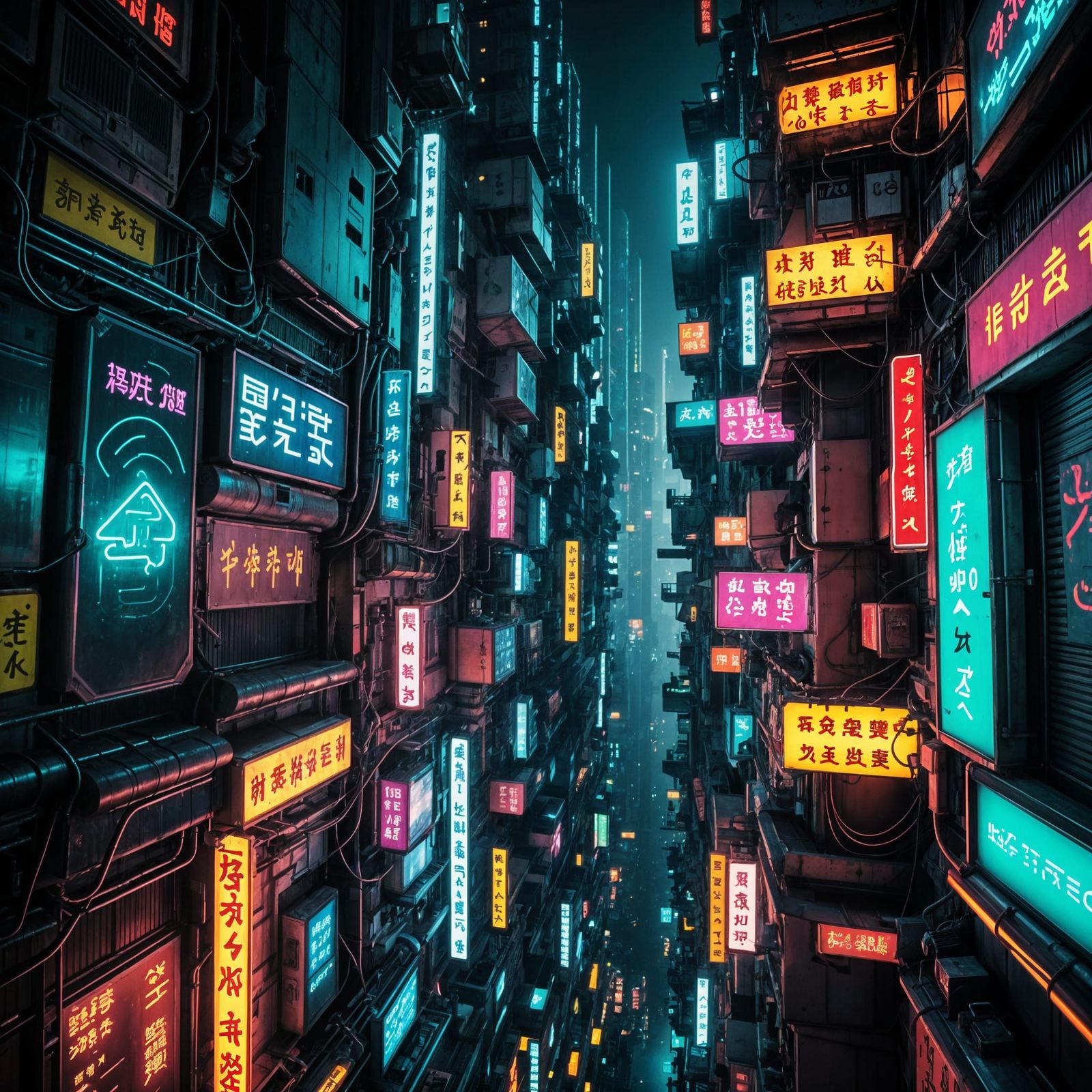 Cyberpunk Kowloon Nightscape in Blade Runner Style