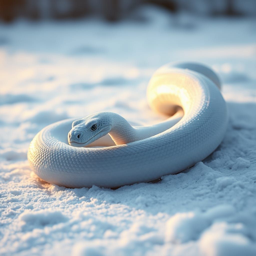 Majestic Snow Snake Slithers in Winter Landscape