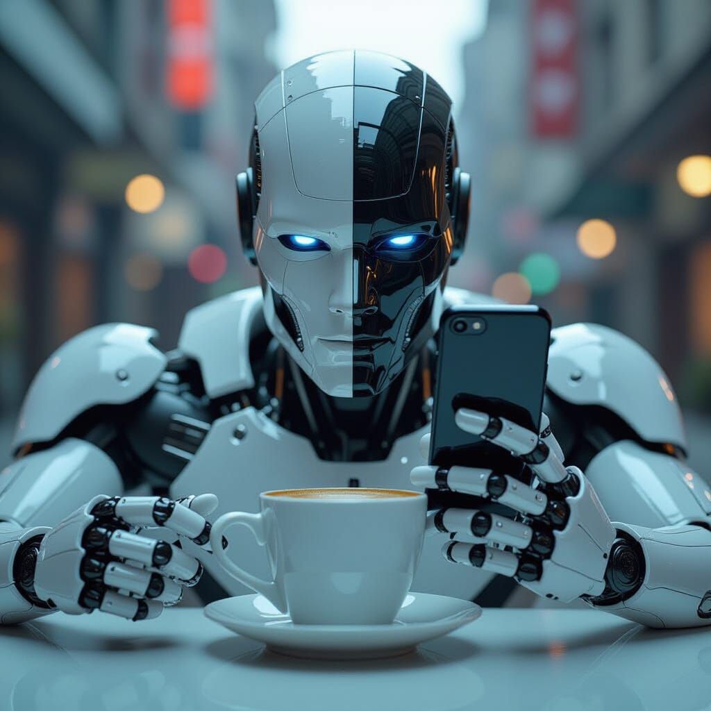 Human-Robot Hybrid Holding Coffee and Smartphone