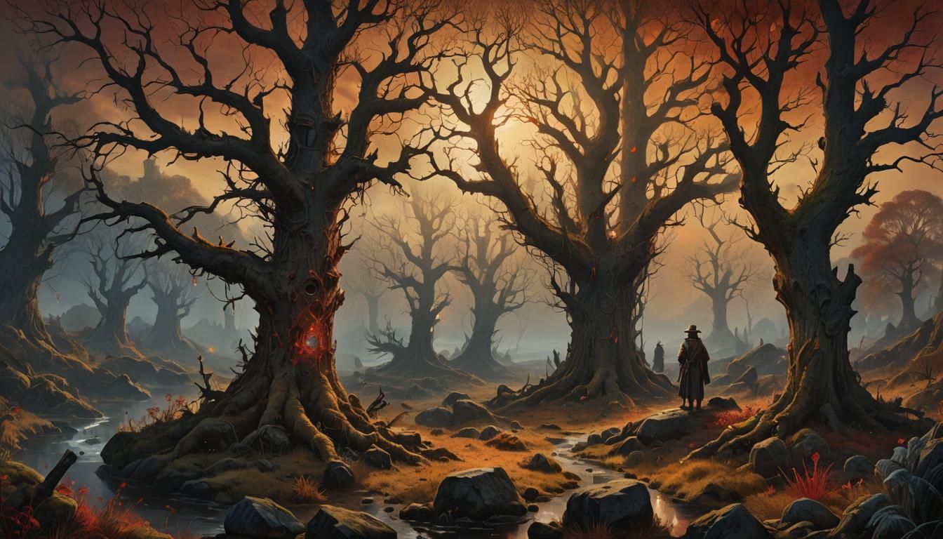 Crepuscular Wilderness Horror: Dark Fantasy Concept Art