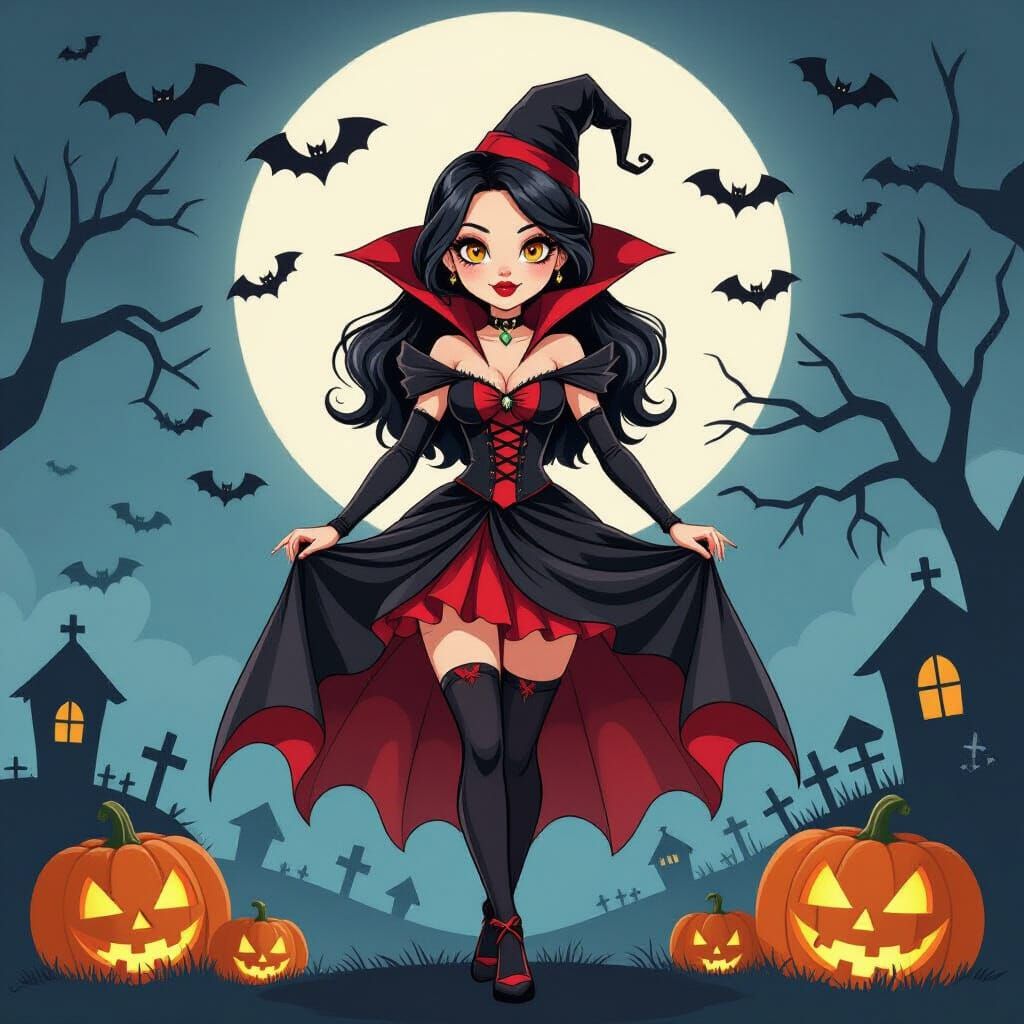 Cute Halloween Vampiress Character