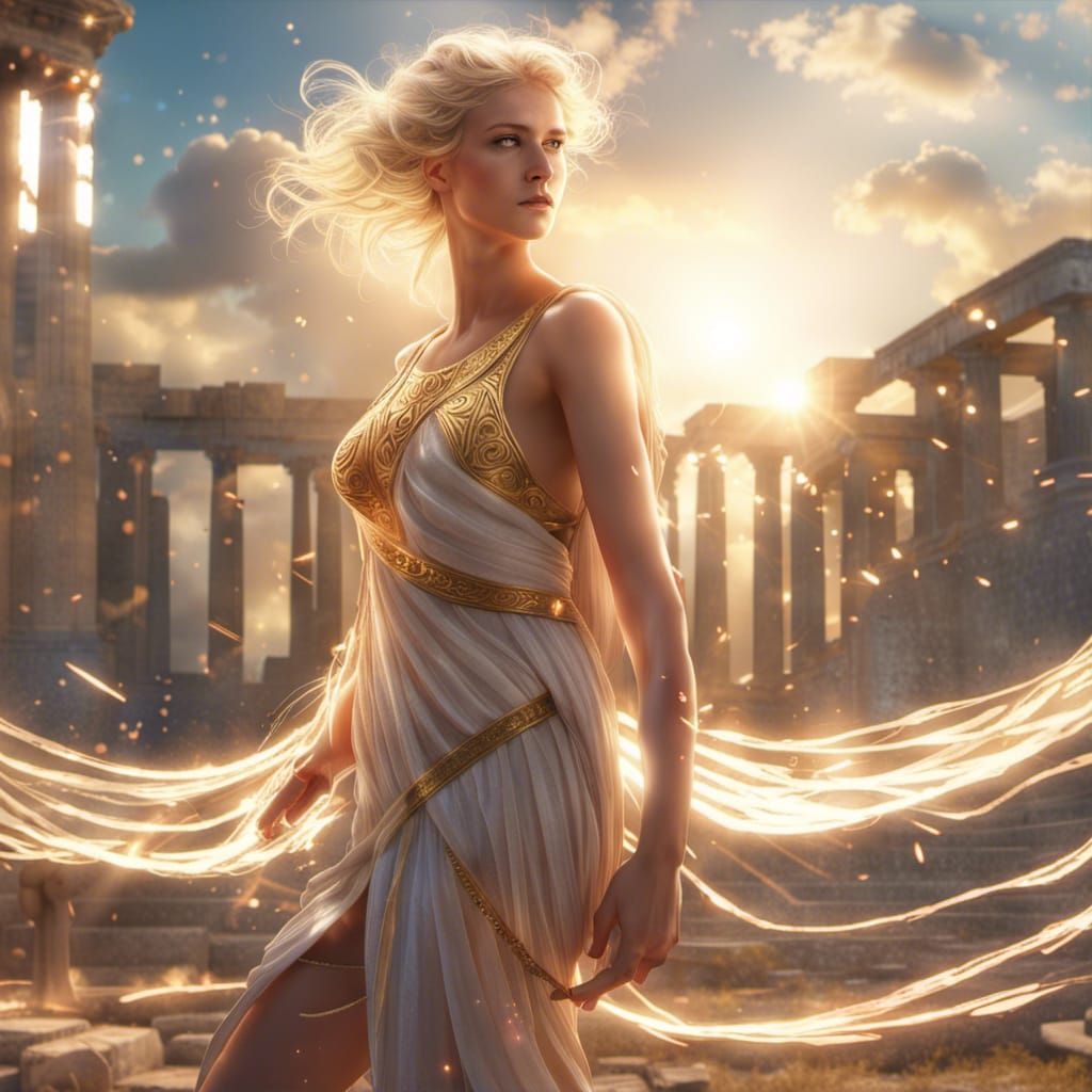 Ancient greek love goddess feeling the energy