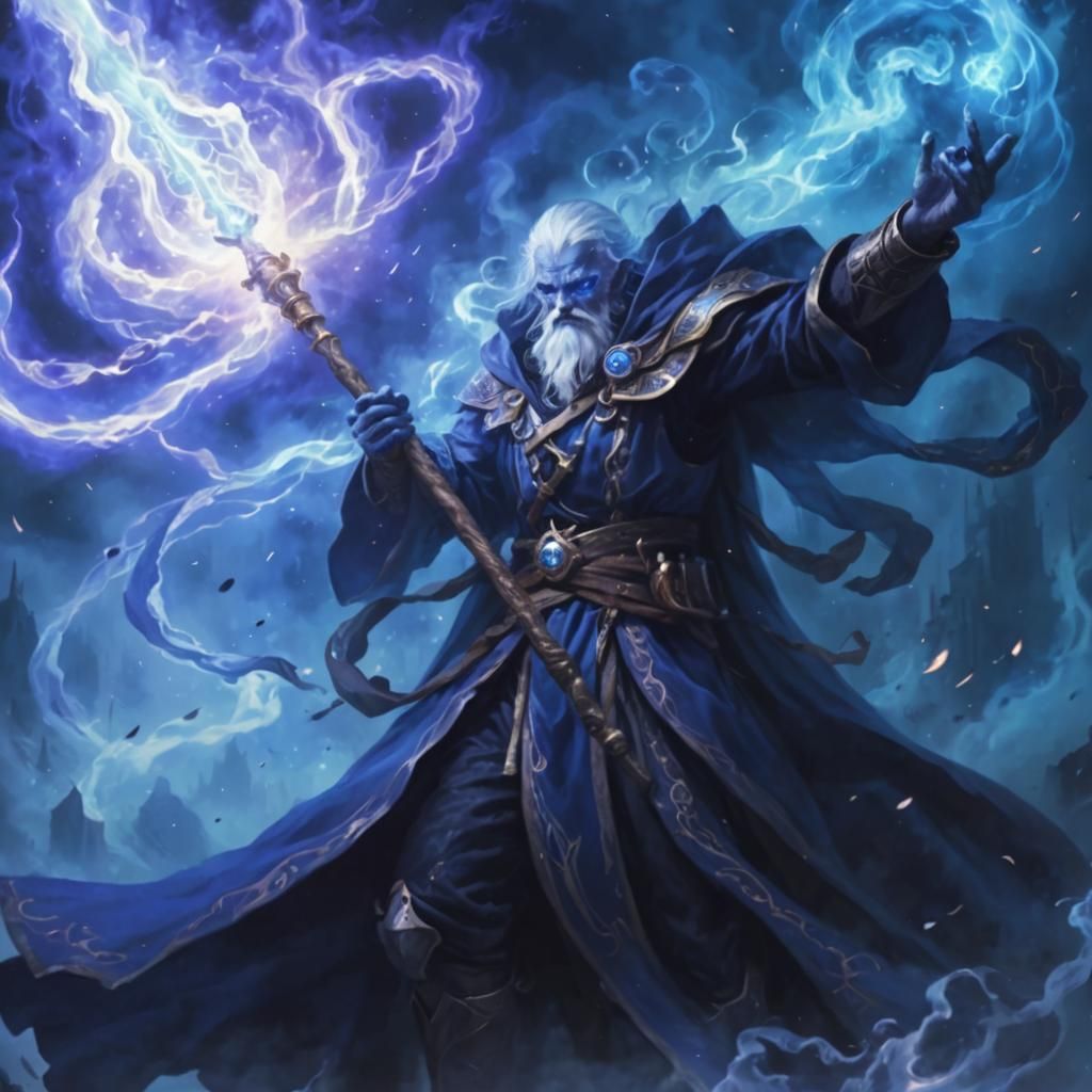 Ethereal Time Mage with Glowing Eyes and Magic