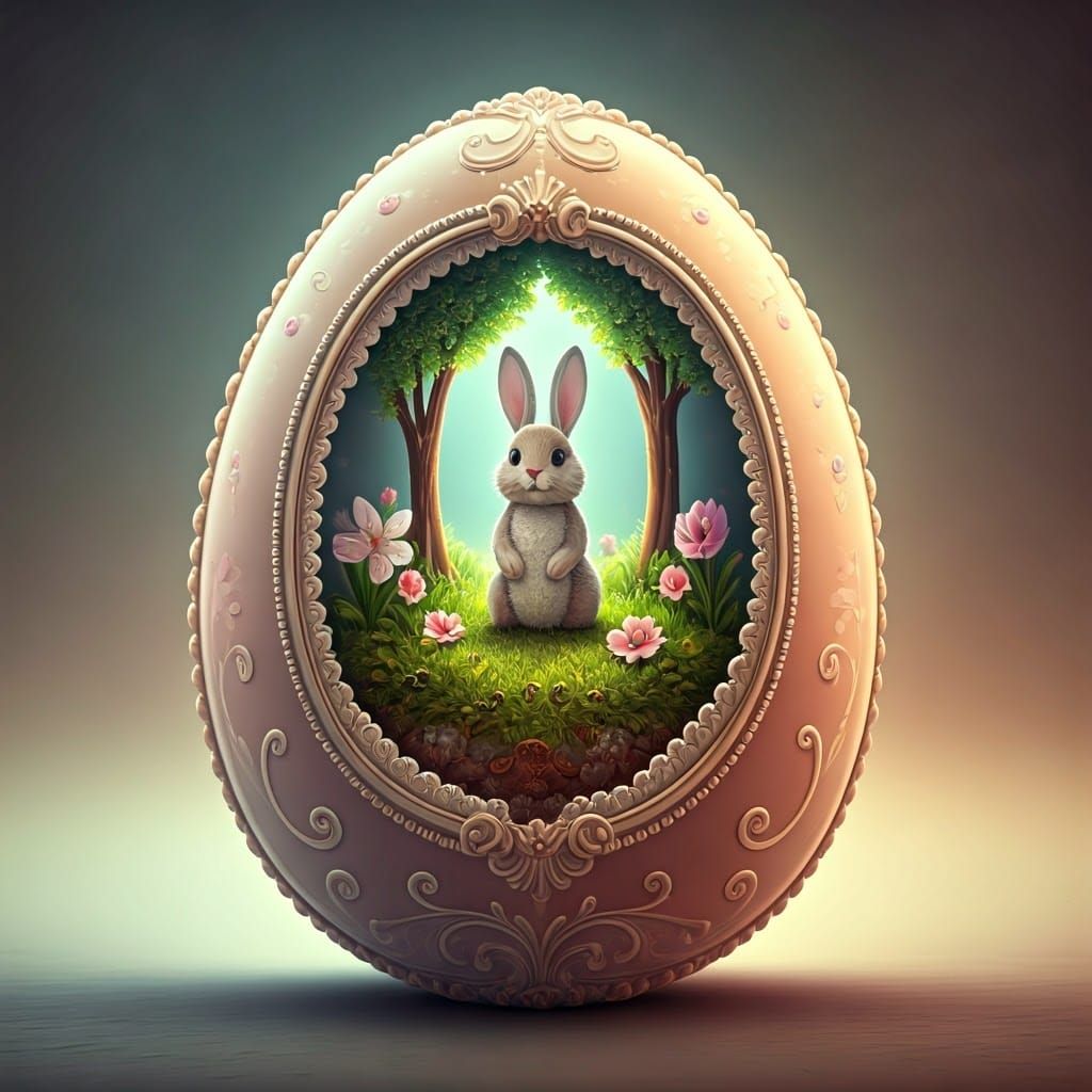 Surreal Easter Egg Wonderland in Vibrant Pastel Hues