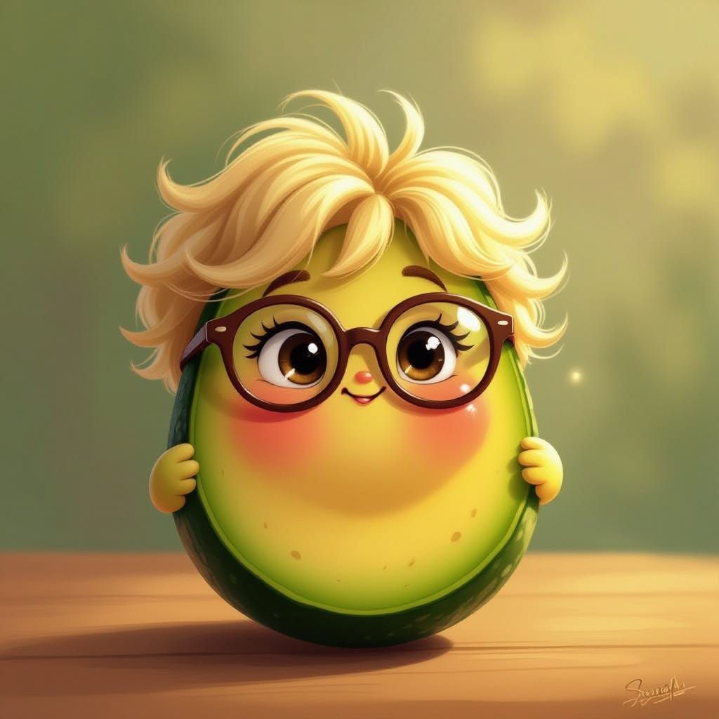 Cute Avocado Blushes Behind Stylish Glasses
