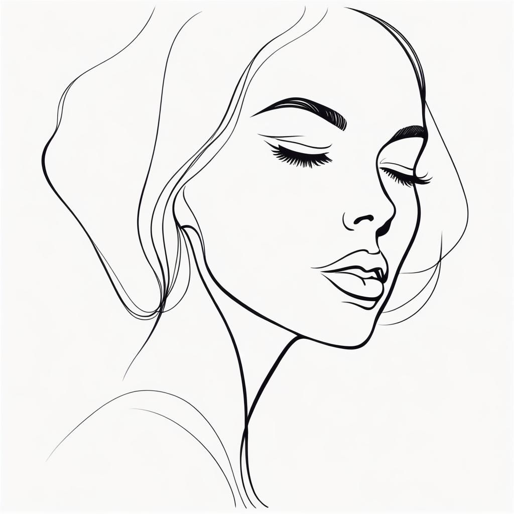Minimalist Single Line Art Woman Portrait