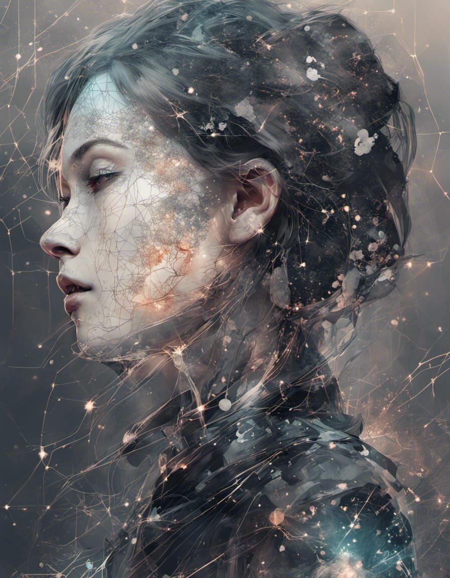 Detailed Portrait with Shiny Aura and Constellations