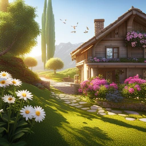 Sunny Morning Home in 3D Game Style