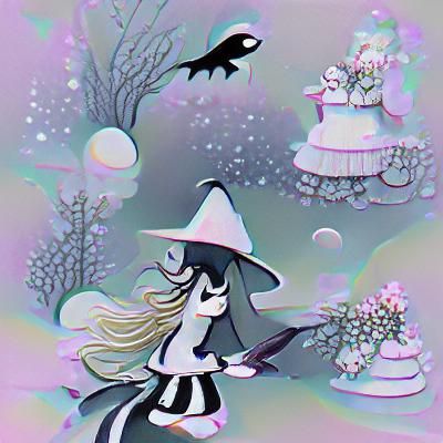 Monochrome Witch in Dark Fairytale Forest