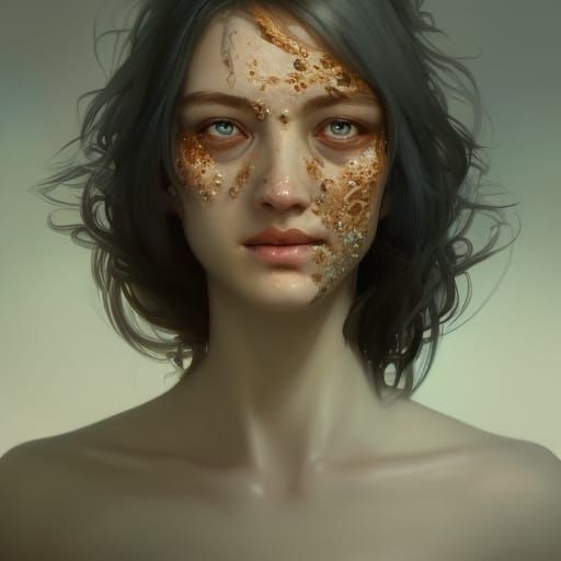 Detailed Portrait of a Girl with Warts