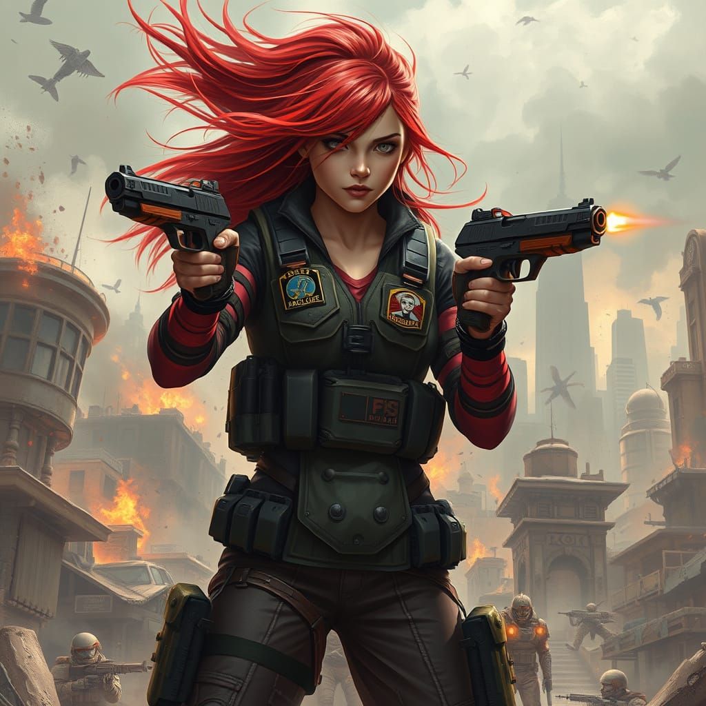 Determined Red-Haired Warrior Leads Resistance in Post-Apoca...