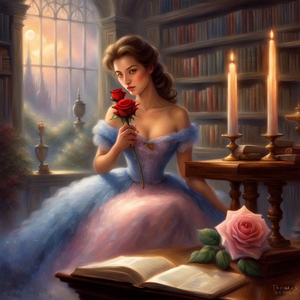 Belle and Beast in Library, Ethereal Fantasy