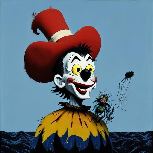 Surreal Clown in Cartoon Art Style