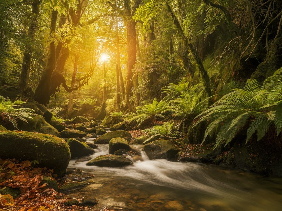 Vibrant Forest Landscape in Impressionist Style