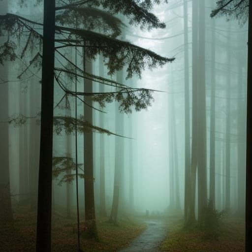 Eerie Night Forest Fine Art