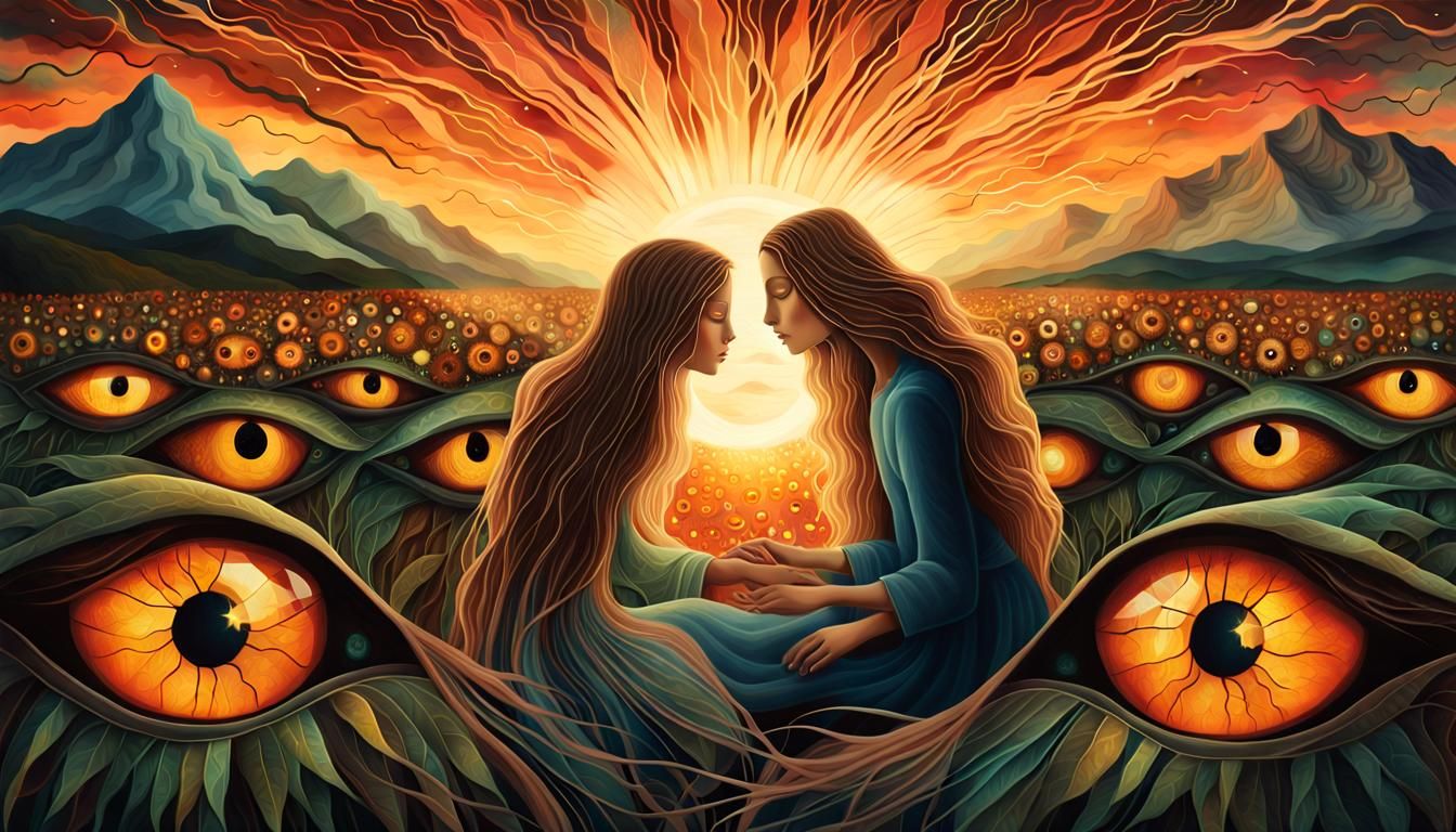 Mesmerizing Bio Art Collage of Glowing Eyes