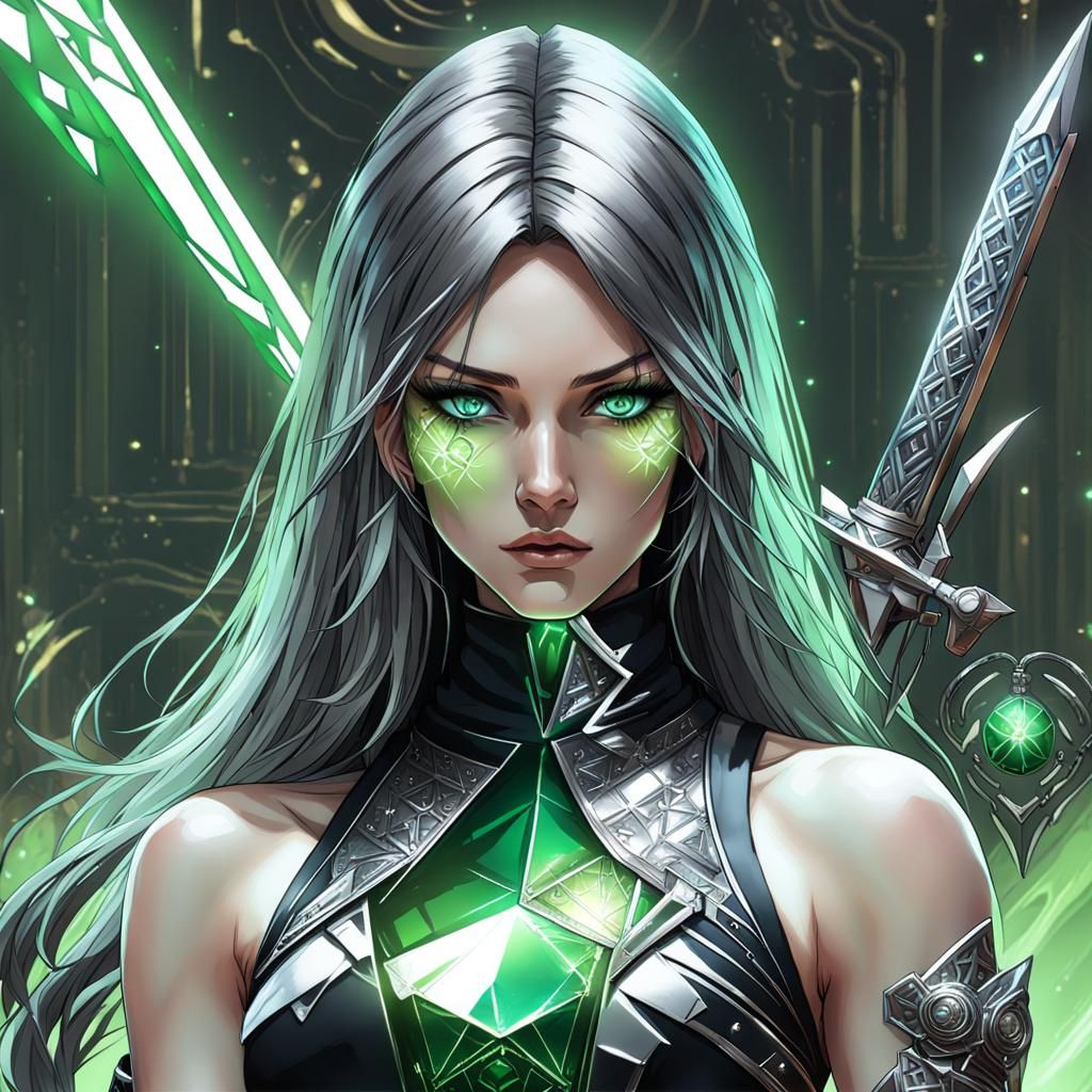 Sorceress Portrait with Acid Magic, Hyperdetailed Art