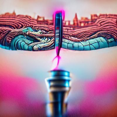 Vaporwave Tornado at Twilight in Gouache Style