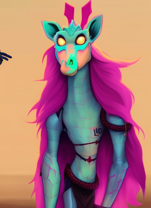 Surreal Giraffe-Snake Hybrid Character Design