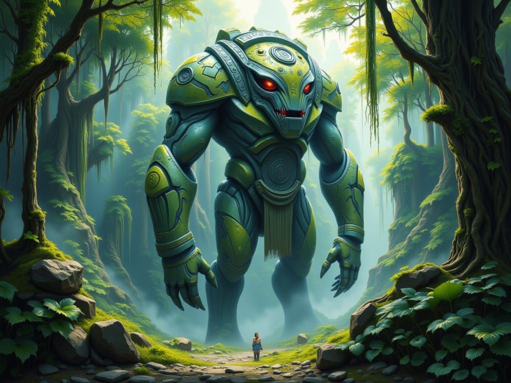 An ancient, colossal stone golem