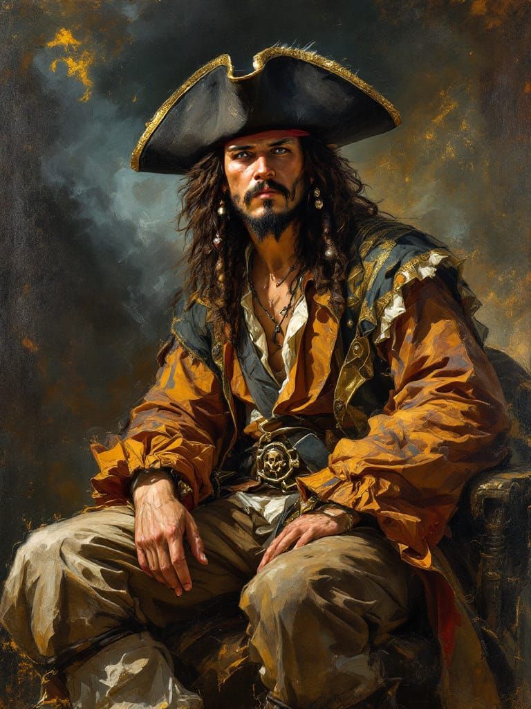 Blackbeard Portrait in Romantic Style with Golden Glow