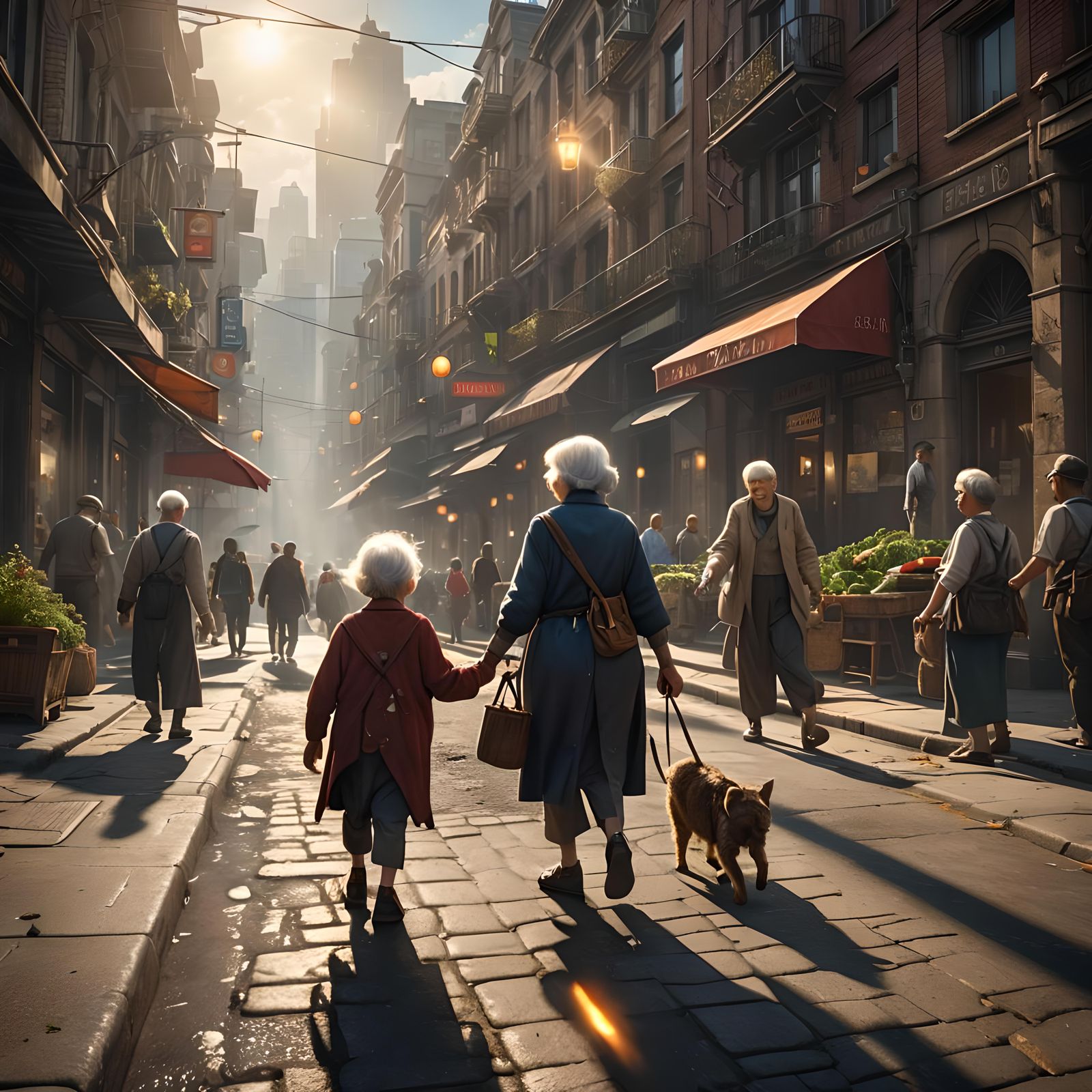 Heartwarming City Scene in Detailed Matte Painting
