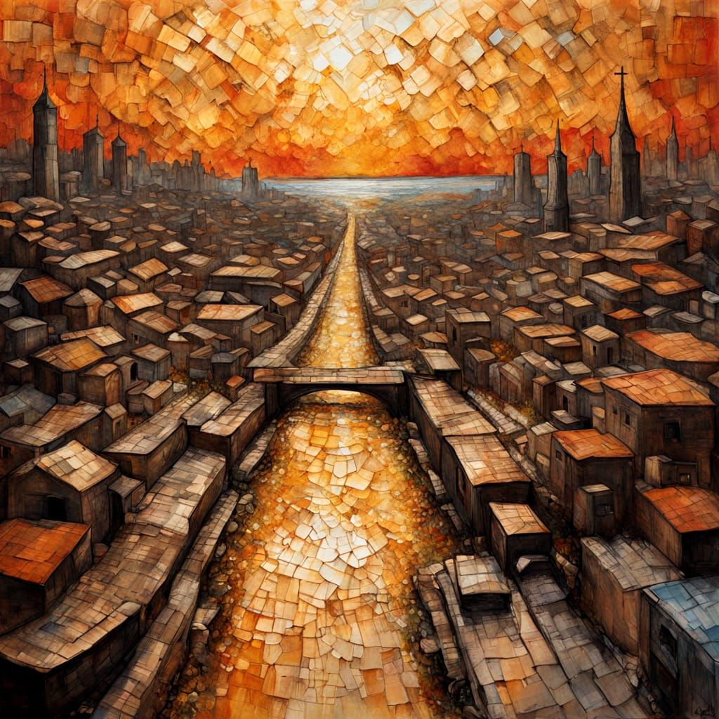 Surreal Cityscape in Vibrant Earthy Tones