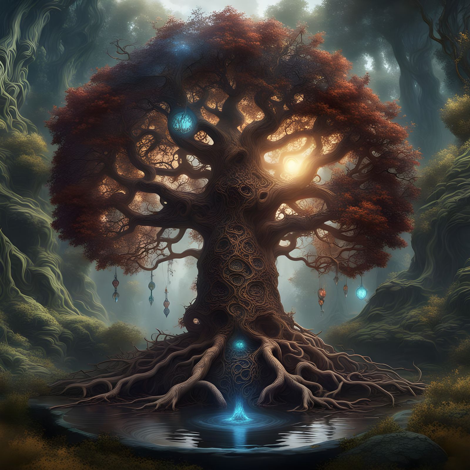 Hermetic Tree of Life: Detailed Fantasy Art
