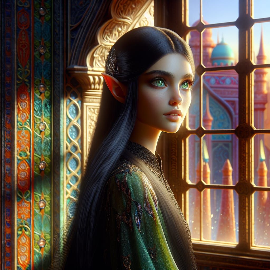 Sea Elf Princess in Hyperrealistic Splash Art