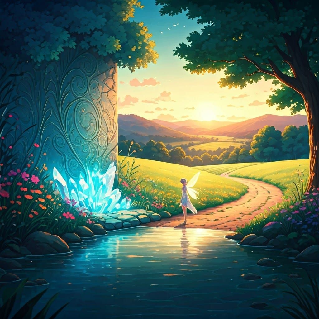 Magical Fairy Dam: Iridescent Watercolor Painting