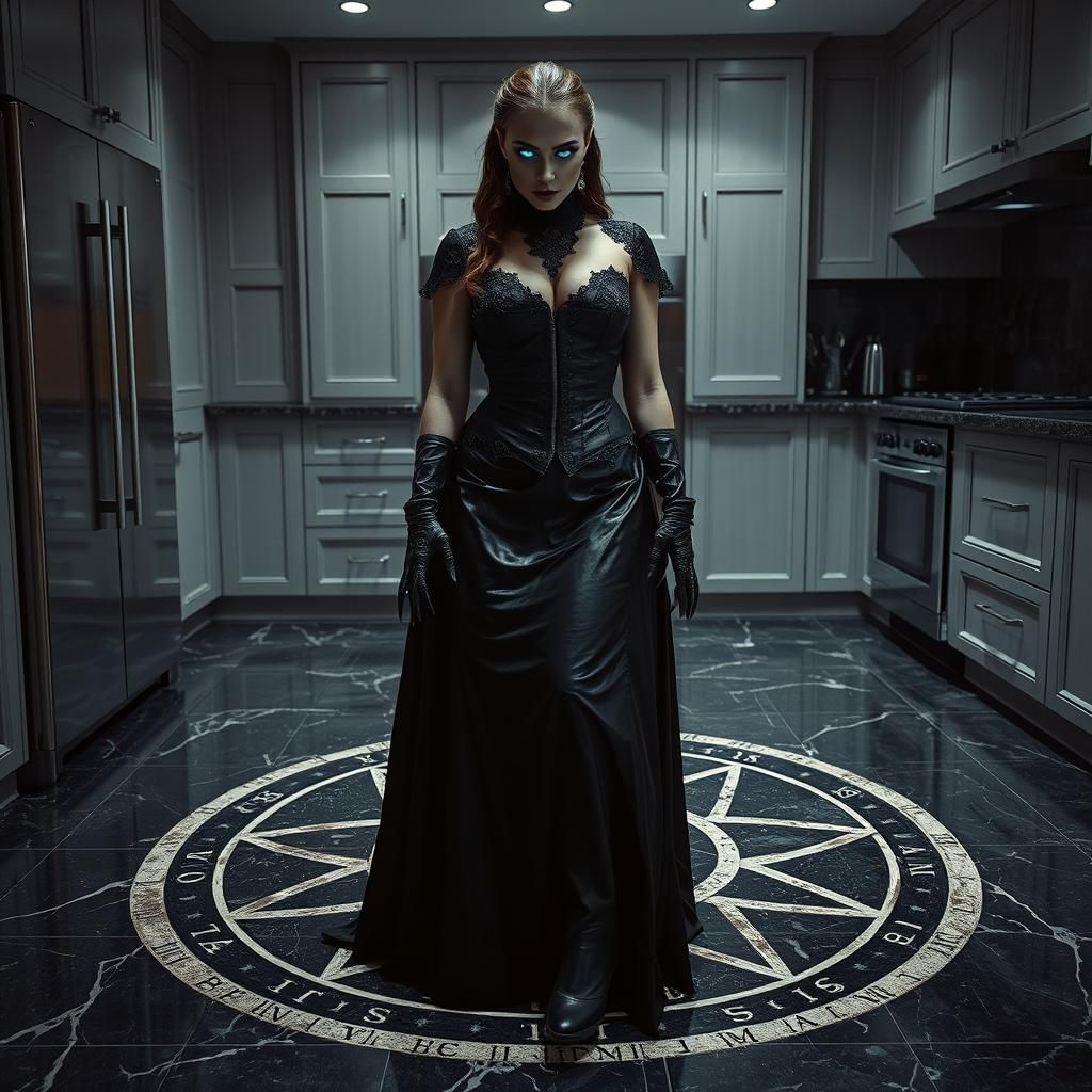 Mysterious Woman in Victorian Dress, Surrealist Style