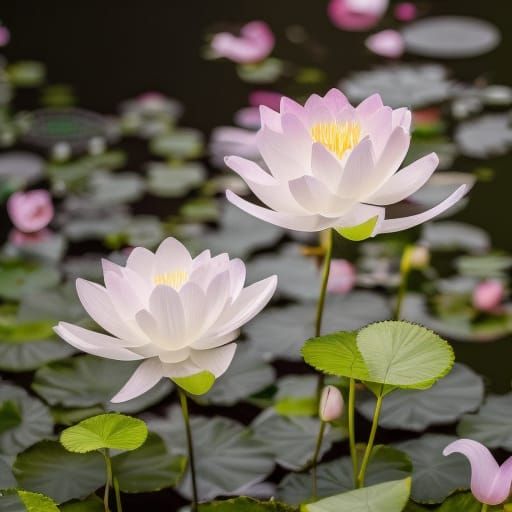 Dreamy Lotus Flowers: Surreal Vector Art Illustration