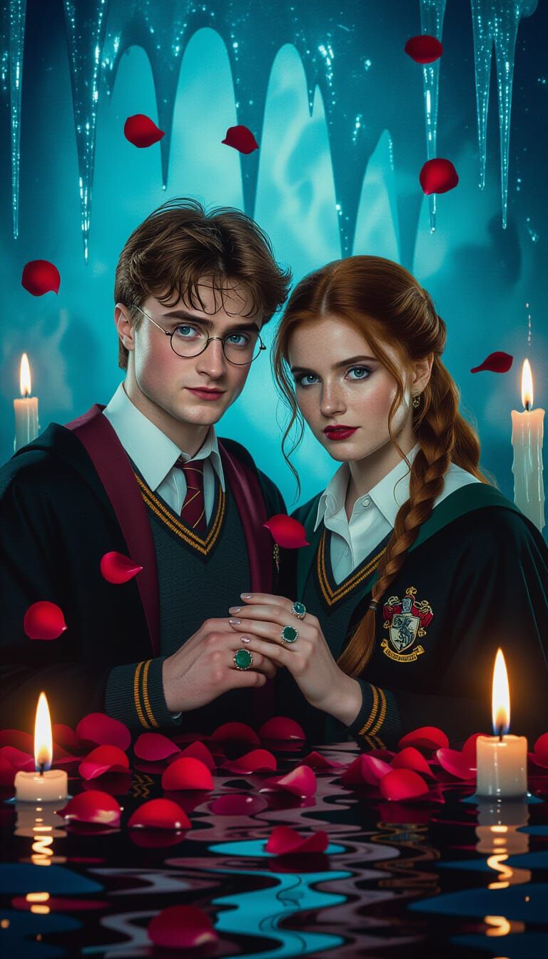 Harry Potter and Ginny in Cyberpunk Surrealism