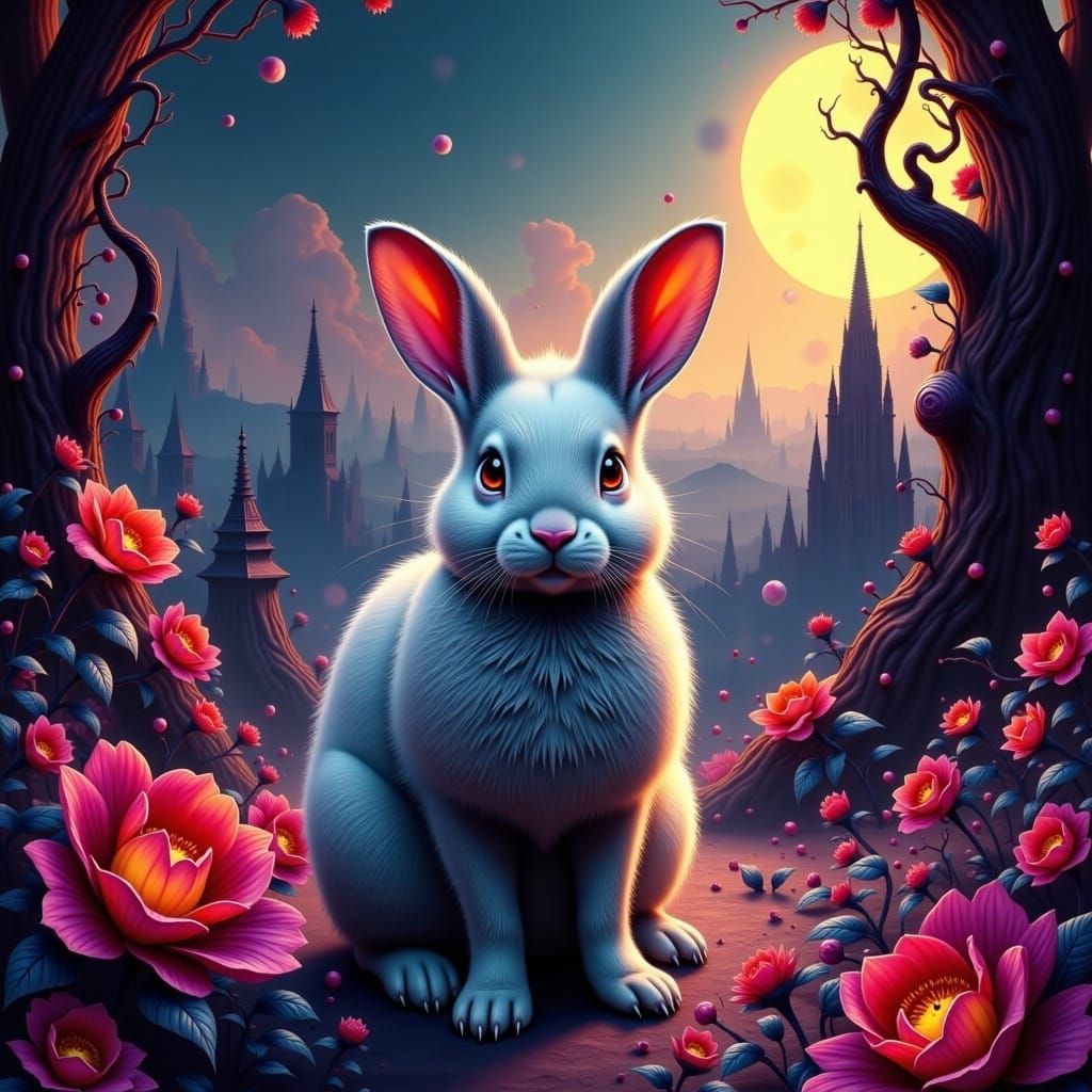 Majestic Rabbit in Dreamlike Environment