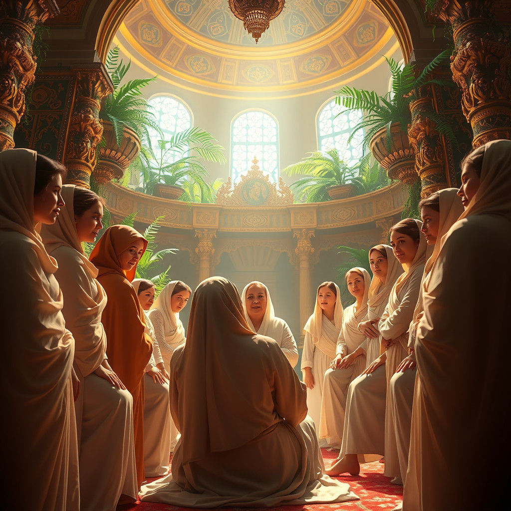 Women Gather Around Rabanit in Ornate Shirium