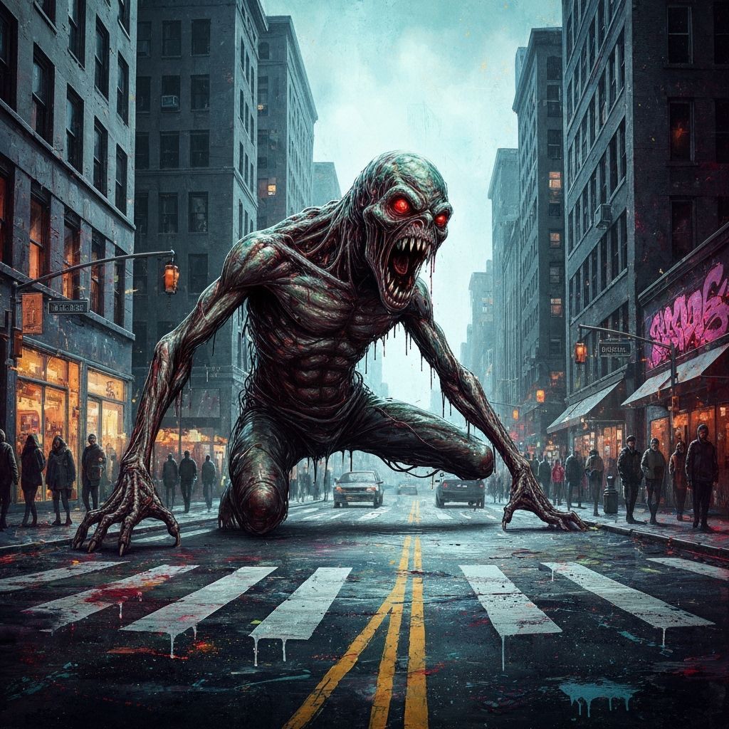 Abomination Monster Terrorizes City in Polychromatic Graffit...