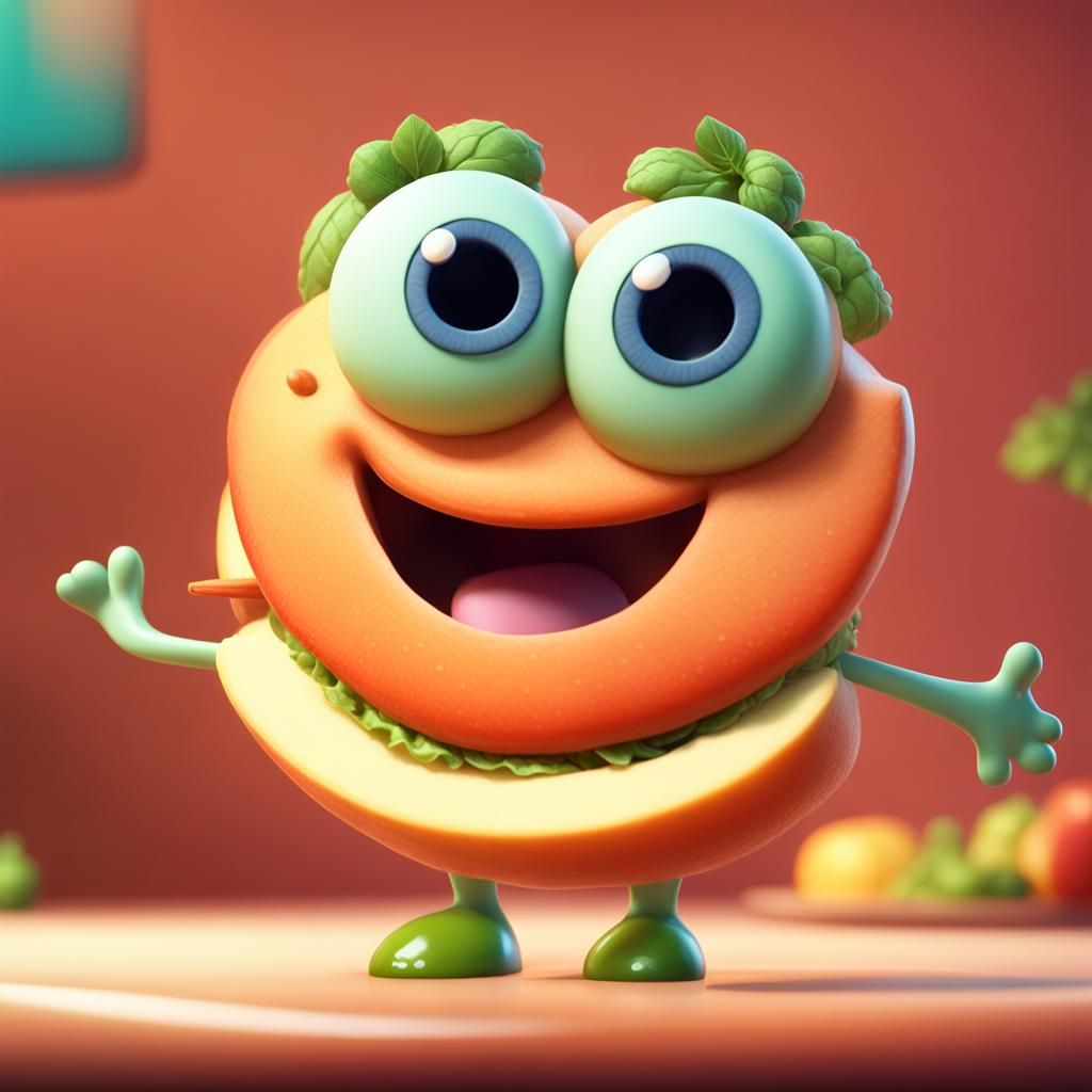 Cute Food with Face: 3D Digital Art