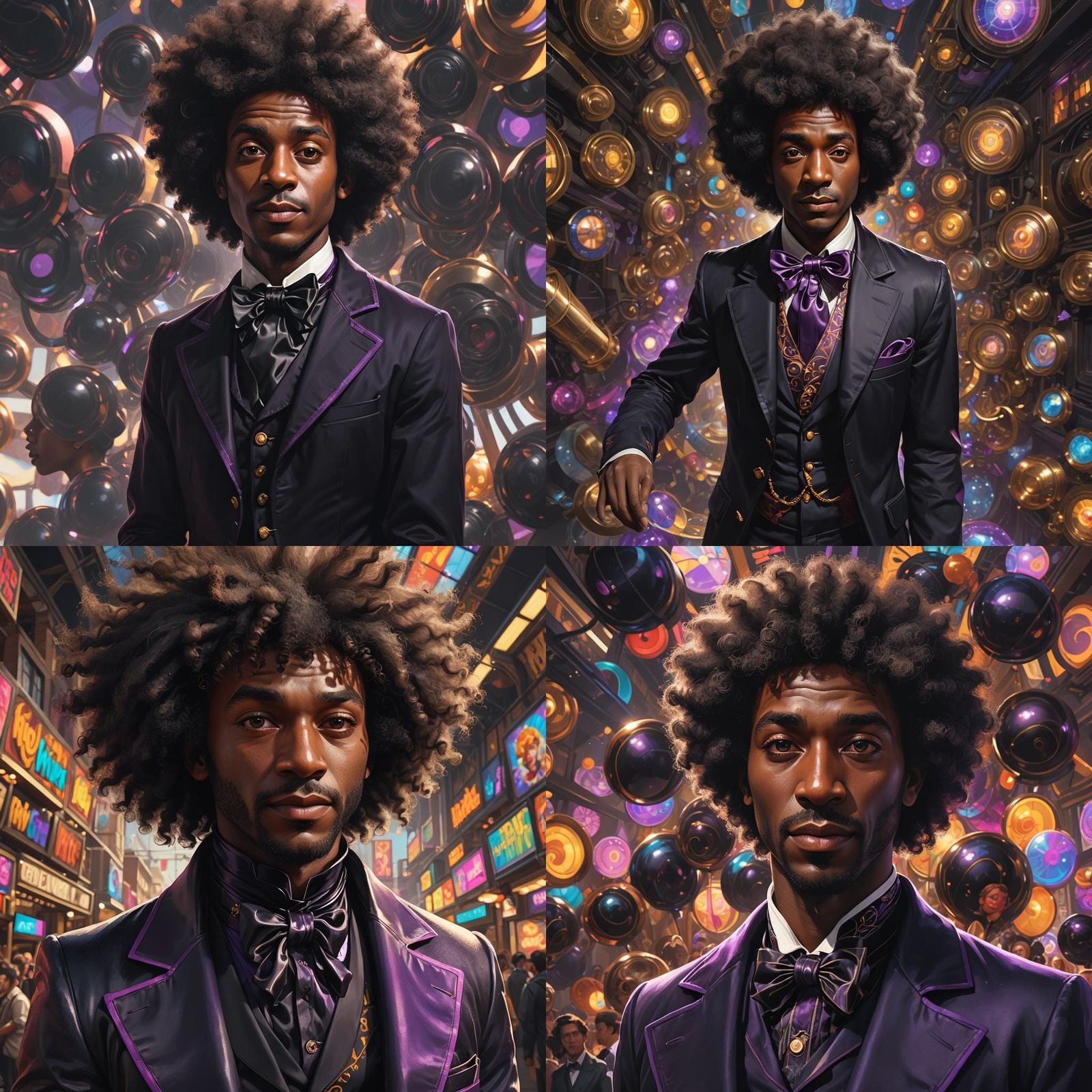 Black Man in Willy Wonka Outfit: Detailed Portrait