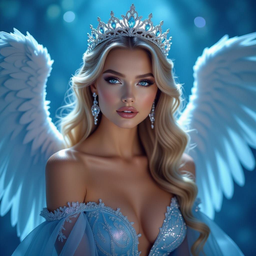 Regal Woman in Ethereal Night Dress with Tiara