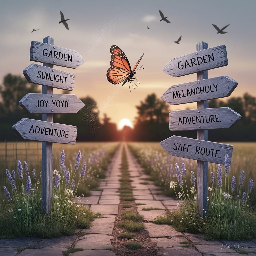 Butterfly at the Crossroads: A Digital Painting